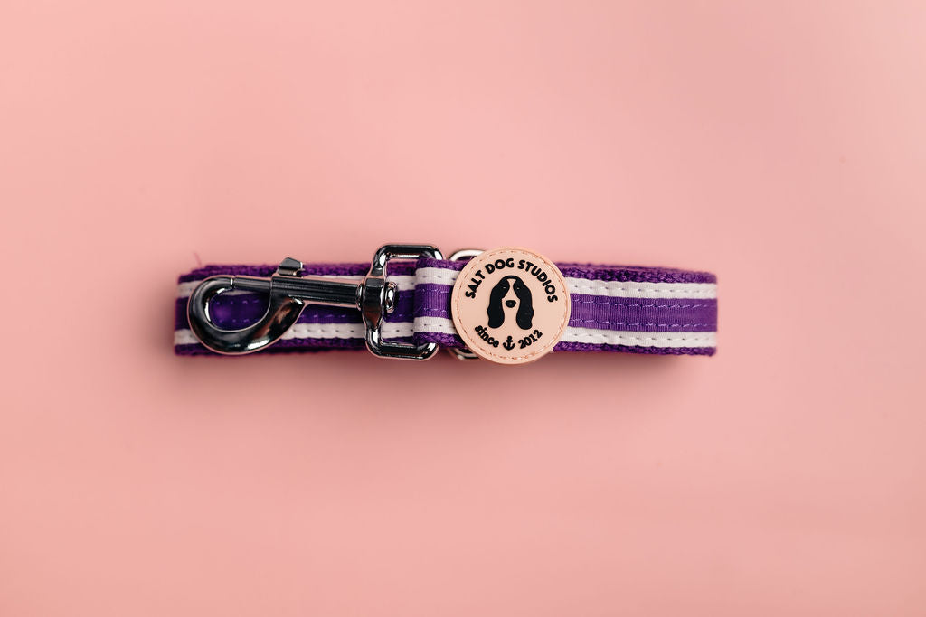 Organic Striped Indigo Purple Hemp Dog Lead