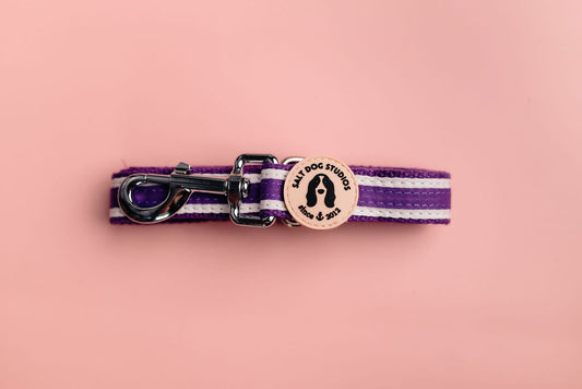 Organic Striped Indigo Purple Hemp Dog Lead